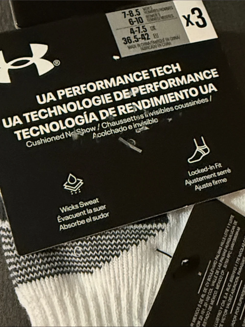 Under Armour White & Gray Athletic Performance Socks - 3 Pack